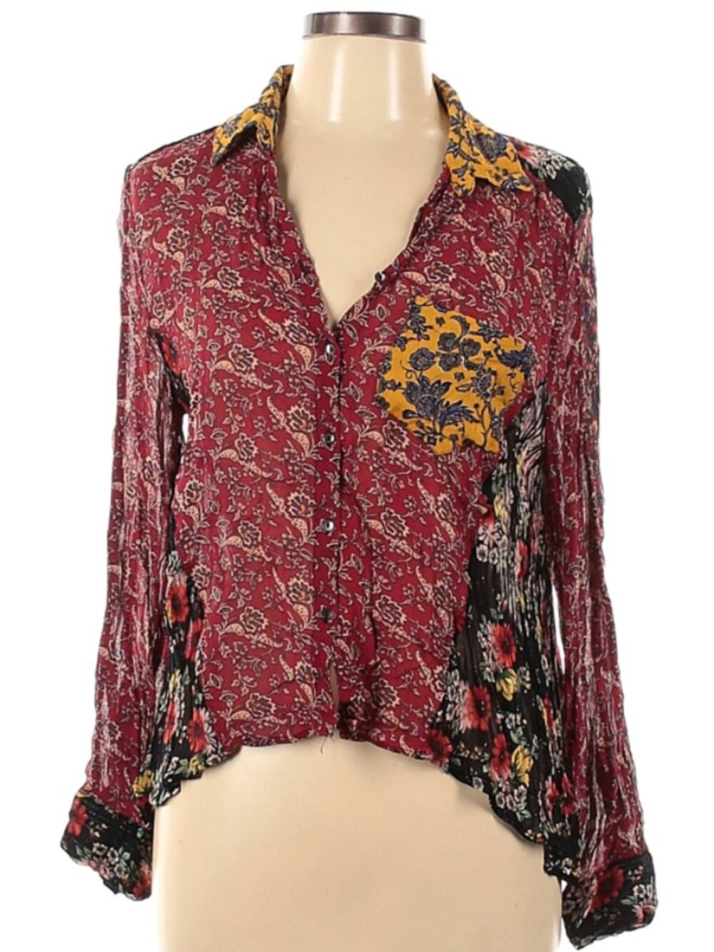 Zara Long Sleeve Blouse Price drop Zara Size L  colorful red and black